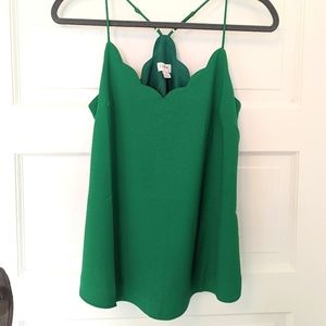 NWT sz 2 Green J. Crew Scallop Tank